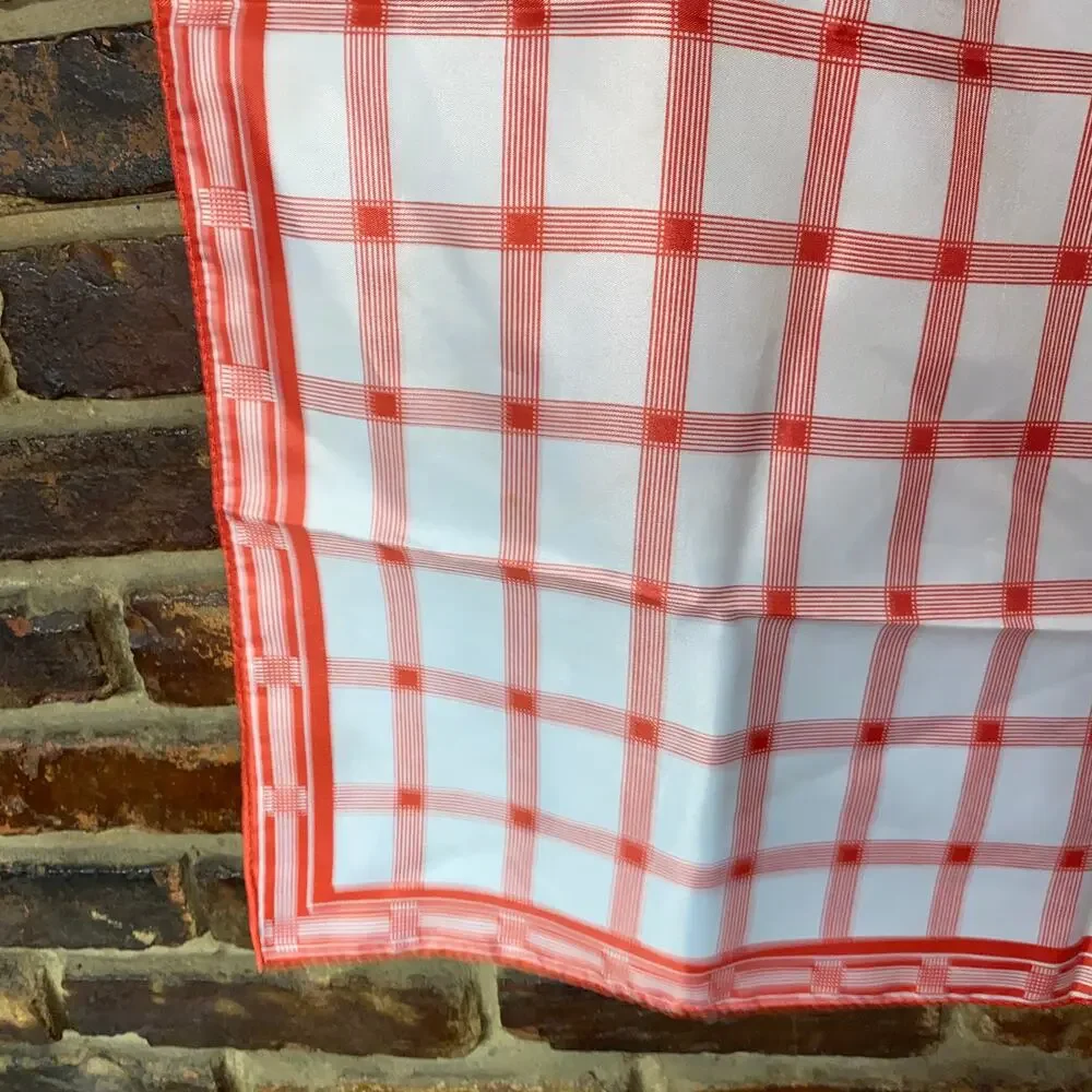 Vintage Red & White Plaid Square Scarf Women's